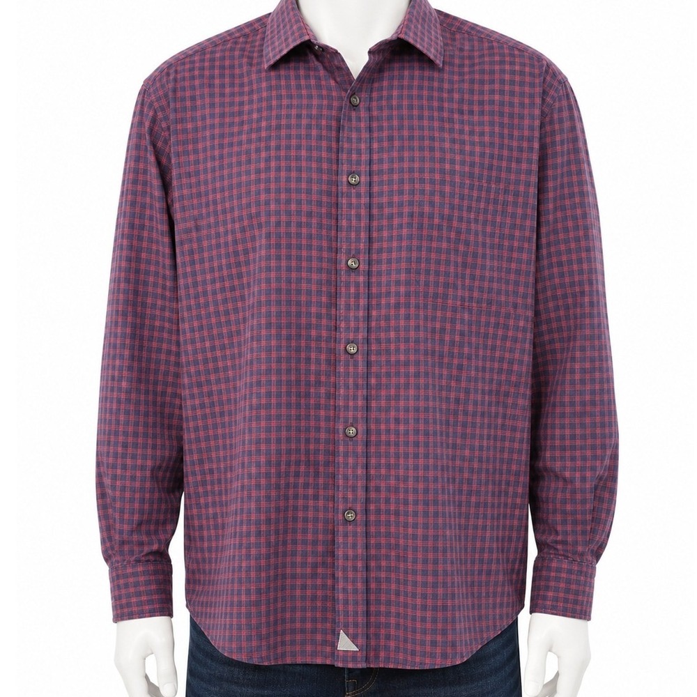 UNTUCKit Andretti 40676 Mens XL Relaxed Fit Navy Red Check Cotton Button‎ Down